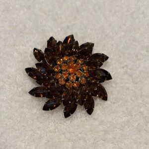 Vintage Elegant Amber & Orange Floral Brooch